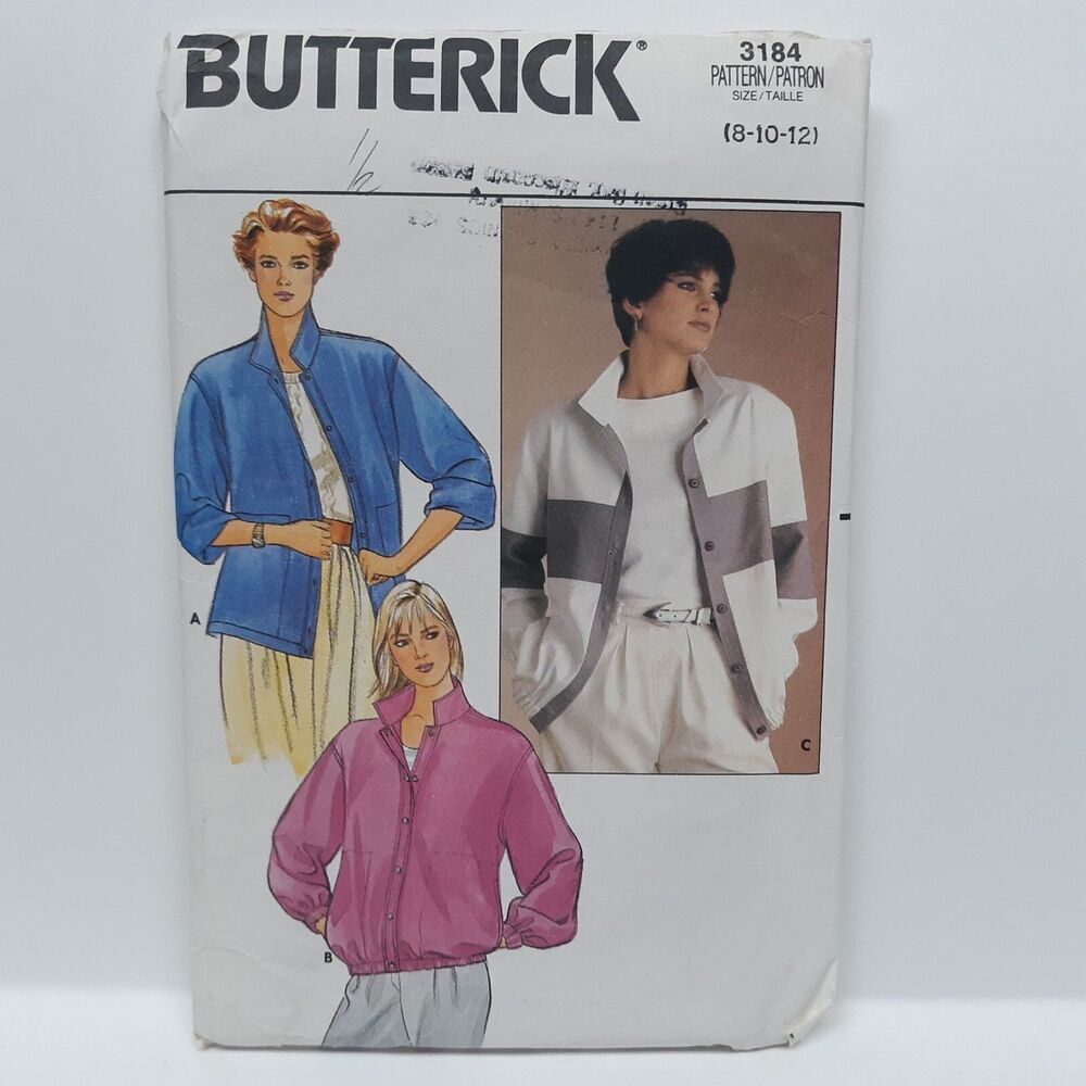 NEW Vintage Butterick Sewing Pattern 3184 8/10/12 Misses/Womens Jacket Loose Fit
